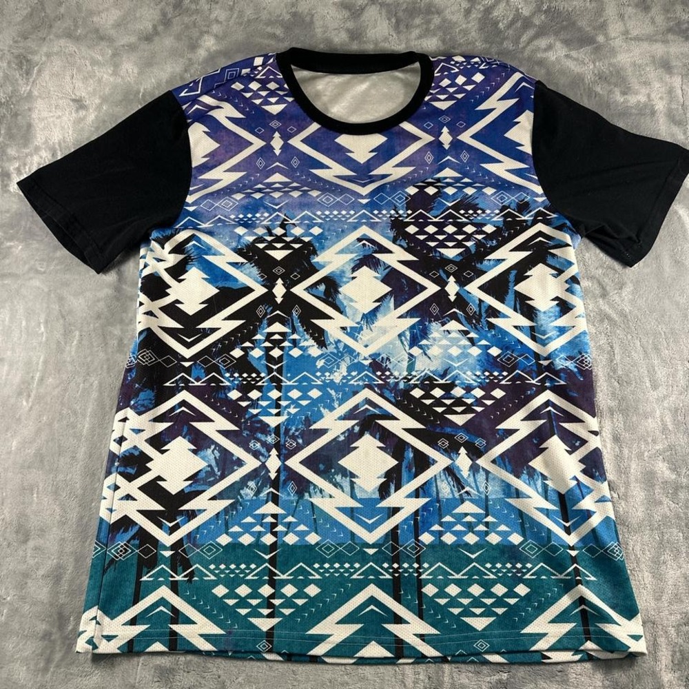 Blue and black‎ Aztec print T-shirt